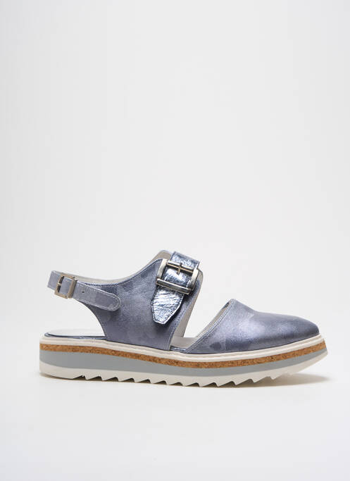 Sandales/nu pieds tissage satiné talon de 4 à 6cm bleu PHILIPPE MORVAN femme