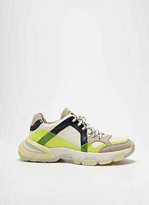 Baskets matière lisse talon de 4 à 6cm jaune BRONX femme