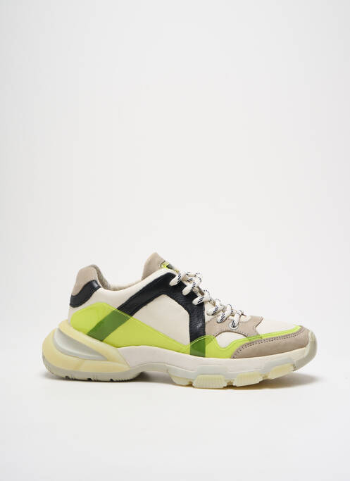 Baskets matière lisse talon de 4 à 6cm jaune BRONX femme