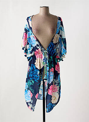 Veste kimono col v bleu MILONGA femme