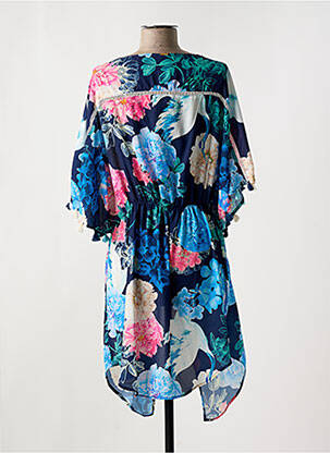 Veste kimono col v bleu MILONGA femme