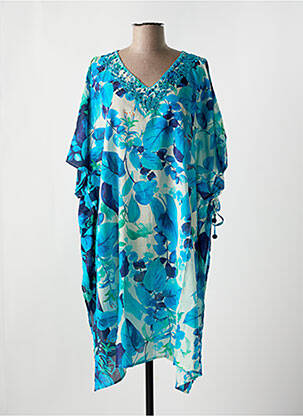 Robe de plage manches 3/4 bleu MIRADONNA femme
