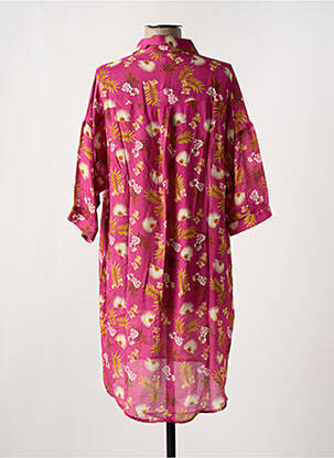 Robe mi-longue coupe fluide manches 3/4 rose CYELL femme