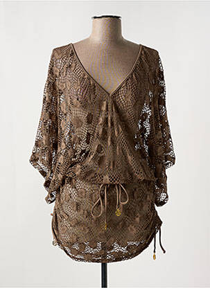 Robe de plage coupe cintrée marron LULI FAMA femme