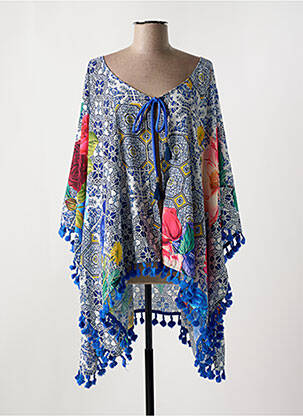 Poncho bleu MILONGA pour femme