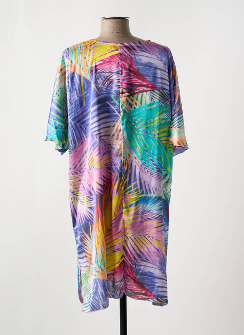 Tunique manches courtes coupe fluide bleu MIRADONNA femme