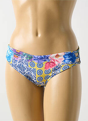 Bas de maillot de bain imprimé fleurs culotte bleu MILONGA femme