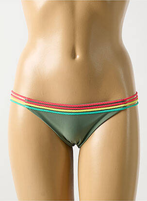 Bas de maillot de bain effet matière satinée bikini vert LULI FAMA femme
