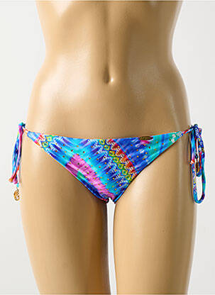Bas de maillot de bain effet matière satinée bikini bleu LULI FAMA femme