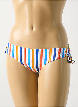 Bas de maillot de bain effet matière satinée bikini bleu CYELL femme