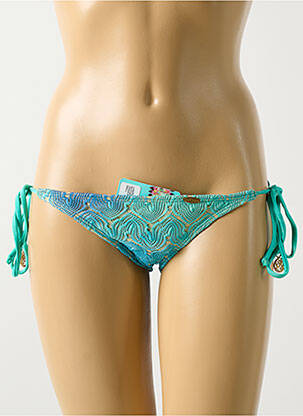 Bas de maillot de bain effet matière satinée bikini bleu LULI FAMA femme