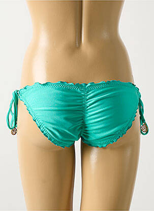 Bas de maillot de bain effet matière satinée bikini bleu LULI FAMA femme