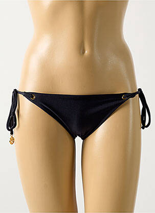 Bas de maillot de bain effet matière satinée bikini noir LULI FAMA femme