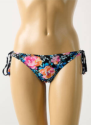 Bas de maillot de bain imprimé fleurs bikini noir MILONGA femme