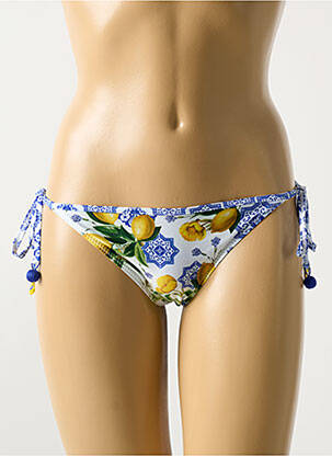 Bas de maillot de bain imprimé fantaisie culotte bleu MILONGA femme