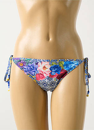 Bas de maillot de bain imprimé fleurs bikini bleu MILONGA femme