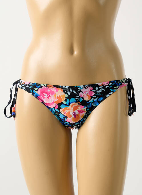 Bas de maillot de bain imprimé fleurs bikini noir MILONGA femme