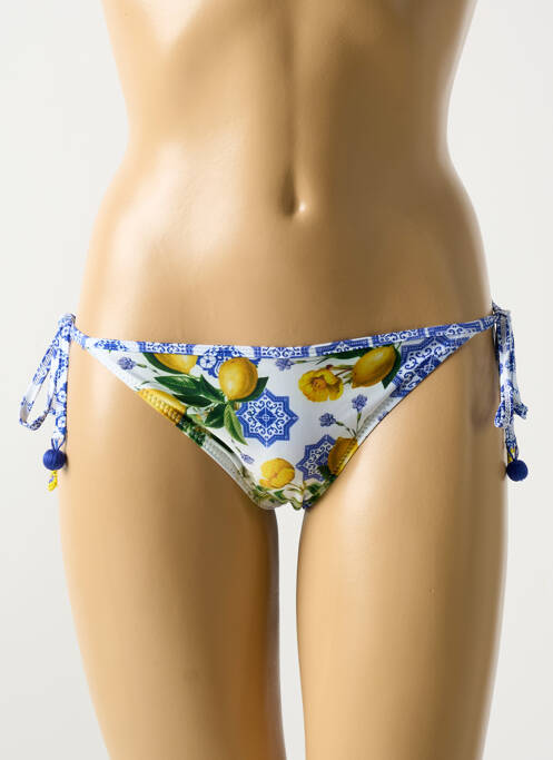 Bas de maillot de bain imprimé fantaisie culotte bleu MILONGA femme