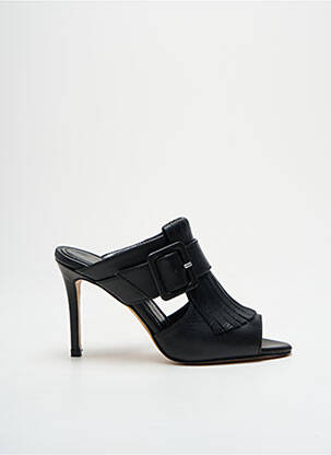 Mules/sabots tissage satiné talon de 7 à 9cm noir GIANCARLO femme