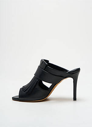 Mules/sabots tissage satiné talon de 7 à 9cm noir GIANCARLO femme