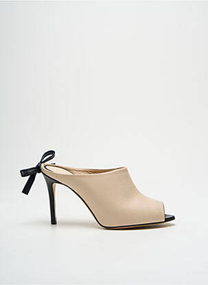Mules/sabots tissage satiné talon de 7 à 9cm beige GIANCARLO femme
