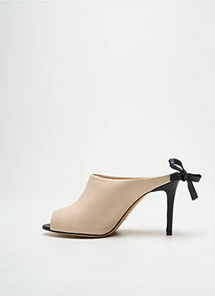 Mules/sabots tissage satiné talon de 7 à 9cm beige GIANCARLO femme