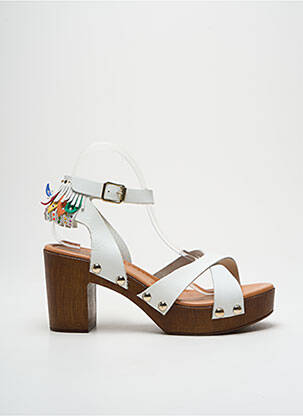 Sandales/nu pieds semi compensé talon de 7 à 9cm blanc GIANCARLO femme