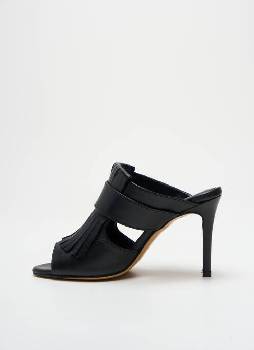 Mules/sabots tissage satiné talon de 7 à 9cm noir GIANCARLO femme
