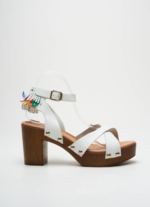 Sandales/nu pieds semi compensé talon de 7 à 9cm blanc GIANCARLO femme