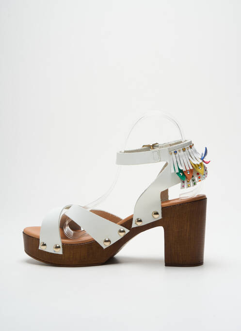 Sandales/nu pieds semi compensé talon de 7 à 9cm blanc GIANCARLO femme