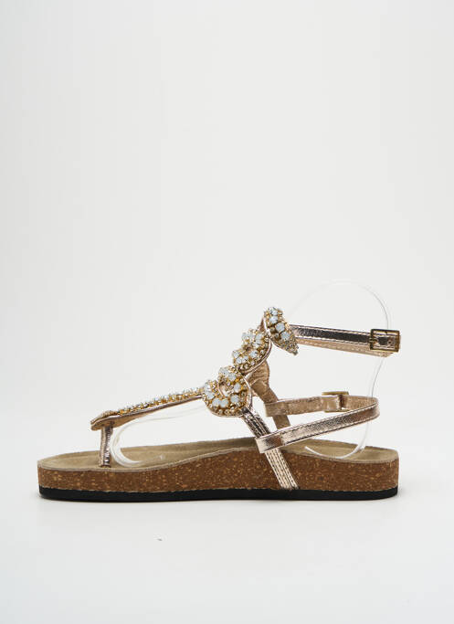 Tongs voute plantaire talon plat jusqu'à 3cm or STRATEGIA femme