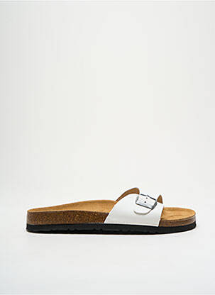 Mules/sabots matière lisse bout ouvert blanc DKR homme