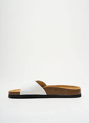 Mules/sabots matière lisse bout ouvert blanc DKR homme