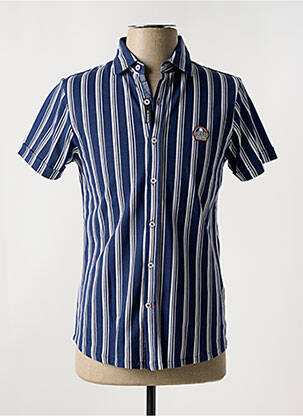 Chemise manches courtes coupe cintrée bleu DELAHAYE homme