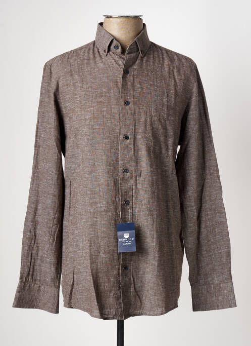 Chemise manches longues marron REDMOND pour homme