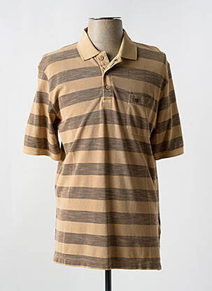 Polo imprimé rayures manches courtes beige REDMOND homme