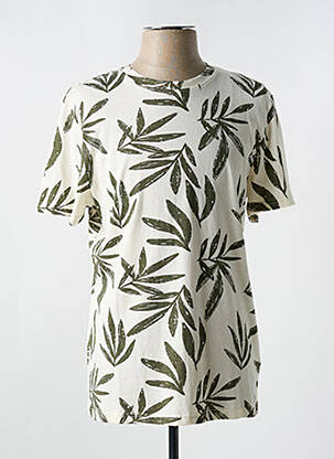 T-shirt coupe cintrée manches courtes beige IZAC homme