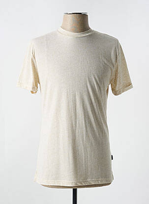 T-shirt tissage chiné manches courtes beige IZAC homme