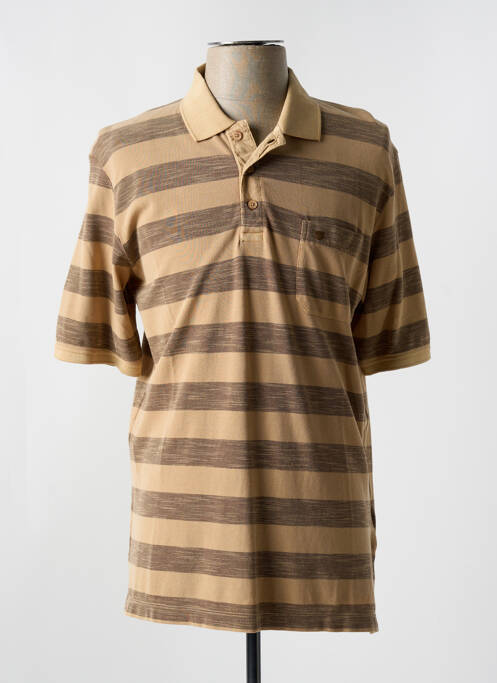 Polo imprimé rayures manches courtes beige REDMOND homme