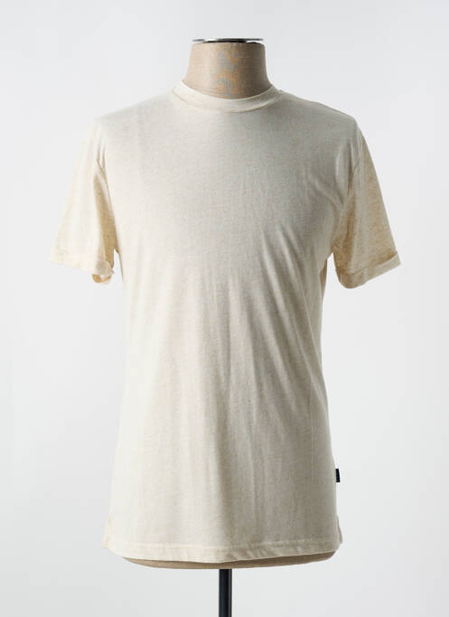 T-shirt coupe cintrée manches courtes beige IZAC homme