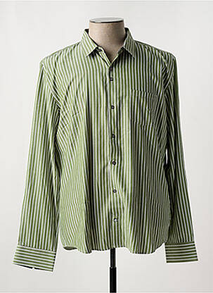 Chemise manches longues imprimé rayures vert NUMEROLOGIE homme