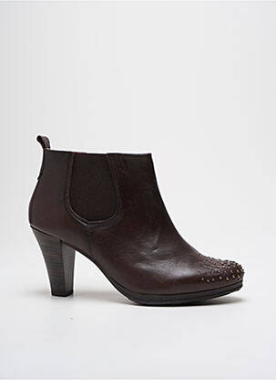 Bottines/boots matière lisse talon de 7 à 9cm marron HISPANITAS femme