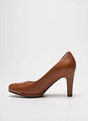 Escarpins tissage satiné talon de 7 à 9cm marron MYMA femme