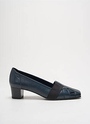 Mocassins tissage satiné talon de 4 à 6cm bleu MARCO femme