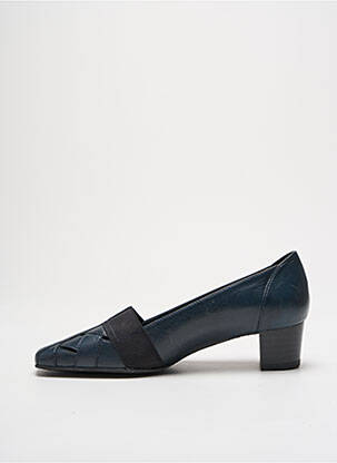 Mocassins tissage satiné talon de 4 à 6cm bleu MARCO femme