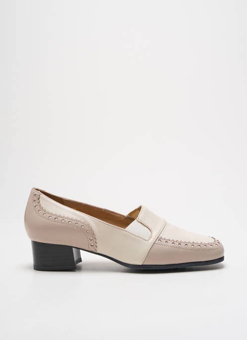 Mocassins tissage satiné talon plat jusqu'à 3cm beige HASLEY femme