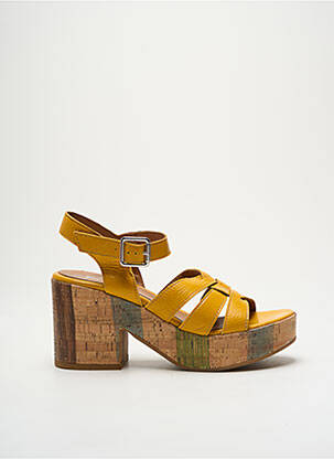 Sandales/nu pieds semi compensé talon de 7 à 9cm jaune ALPE femme