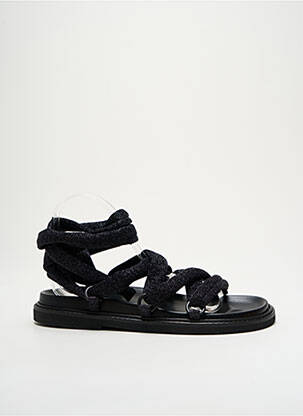 Sandales/nu pieds tissage satiné talon plat jusqu'à 3cm noir ANAKI femme