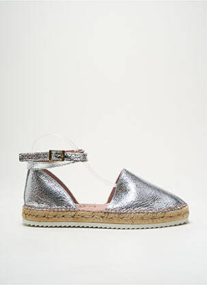 Espadrilles tissage satiné talon plat jusqu'à 3cm argent BRUMA femme