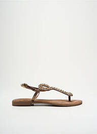 Tongs strass talon plat jusqu'à 3cm marron SANTAFE femme